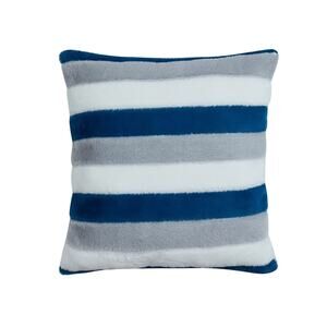 BearPaw Faux Fur Pieced Decorative Pillow - Navy, 20" x 20"